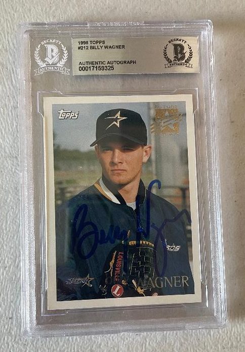 Signed 1996 BILLY WAGNER Houston Astros Topps Card #212 Beckett Slabbed