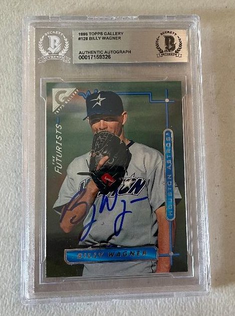 Signed 1996 BILLY WAGNER Houston Astros Topps Gallery Card #128 Beckett Slabbed