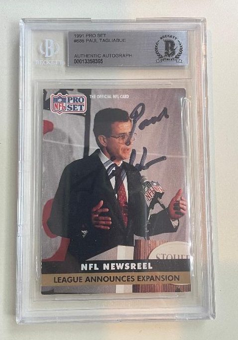 Autographed 1991 Pro Set Paul Tagliabue Card #686 BAS Beckett Slabbed
