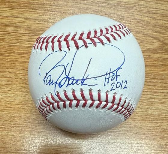 Autographed BARRY LARKIN HOF 2012 Official Rawlings Major League Baseball Beckett Witnessed