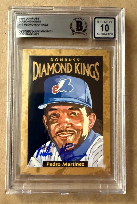 Signed PEDRO MARTINEZ Montreal Expos 1996 Donruss Diamond King Card #12 Beckett BAS 10