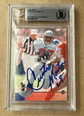 CURTIS MARTIN New England Patriots Autographed 1996 Leaf Card #74 BAS Beckett Slabbed