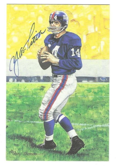 Autographed Y.A. TITTLE New York Giants Goal Line Art Card