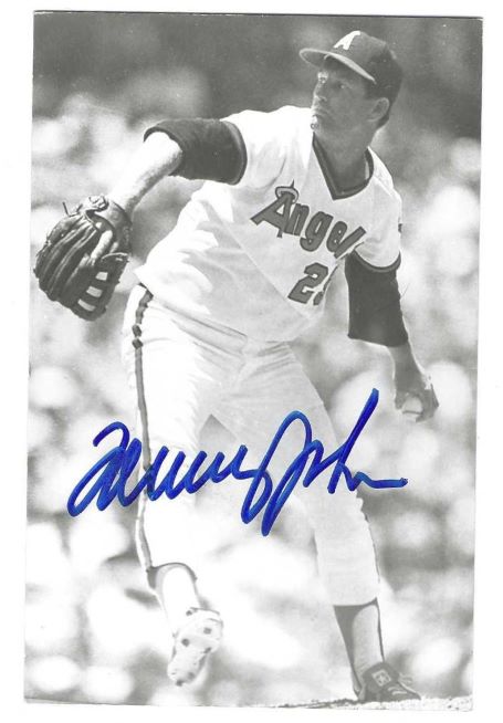 Autographed BXW Rowe Postcard TOMMY JOHN California Angels