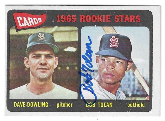 Autographed BOBBY TOLAN St. Louis Cardinals 1965 Topps Card