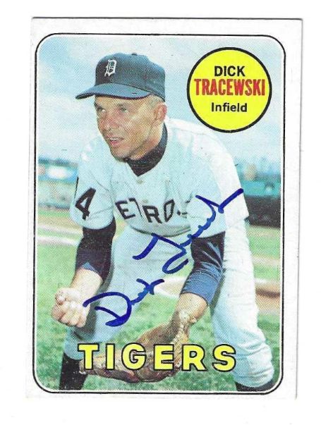Autographed DICK TRACEWSKI Detroit Tigers 1969 Topps Card