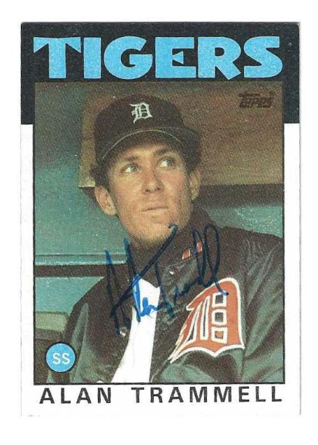 Autographed ALAN TRAMMELL Detroit Tigers 1986 Topps Card