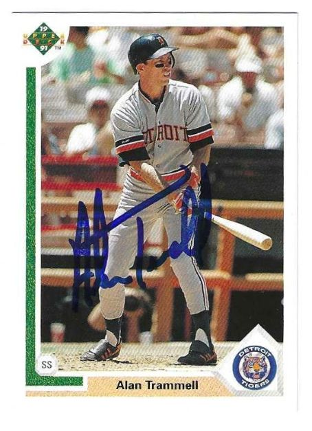 Autographed ALAN TRAMMELL Detroit Tigers 1991 Upper Deck Card