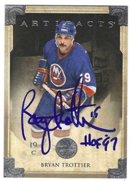 Autographed BRYAN TROTTIER "HOF 97" New York Islanders 2013-14 Upper Deck Artifacts Card