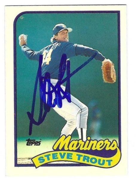 Auotgraphed STEVE TROUT Seattle Mariners 1989 Topps Card