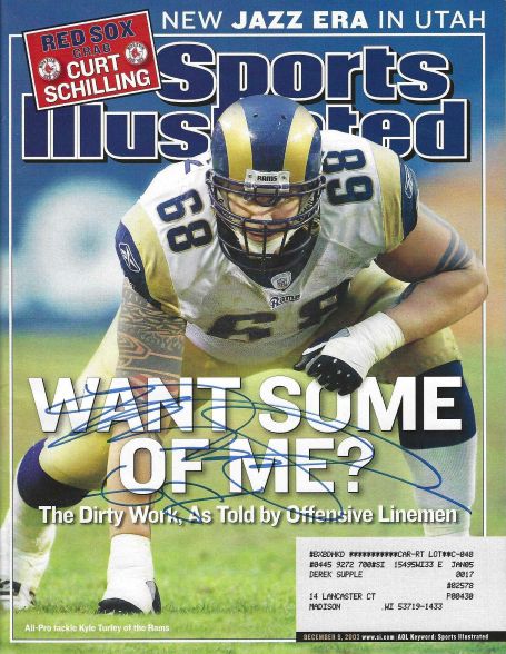 Autographed KYLE TURLEY St. Louis Rams Sports Illustrated 12/8/2003