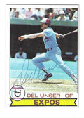 Autographed DEL UNSER Montreal Expos 1979 Topps Card