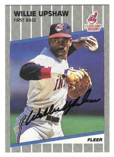 Autographed WILLIE UPSHAW Cleveland Indians 1989 Fleer Card