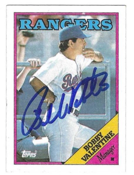 BOBBY VALENTINE Texas Rangers Autographed 1988 Topps Card