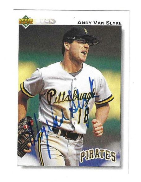 Autographed ANDY VAN SLYKE Pittsburgh Pirates 1992 Upper Deck Card