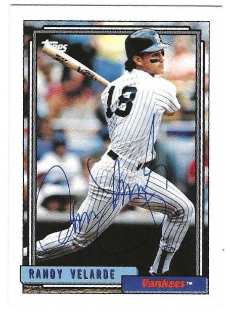 Autographed RANDY VELARDE New York Yankees 1992 Topps Card