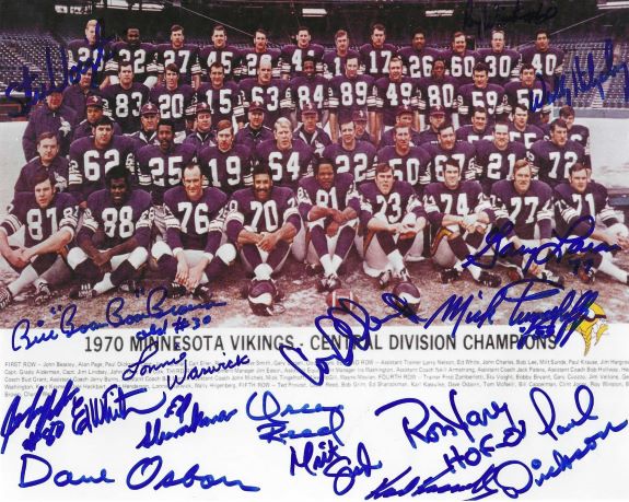 Autographed 1970 Vikings Team 8X10 photo 16 Signatures