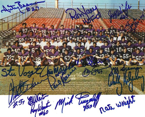 Autographed 1976 Vikings Team 8X10 photo 15 Signatures