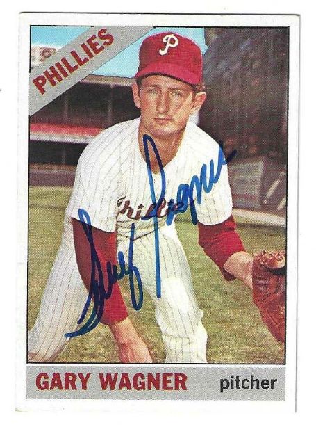Autographed GARY WAGNER Philadelphia Phillies 1966 Topps Card