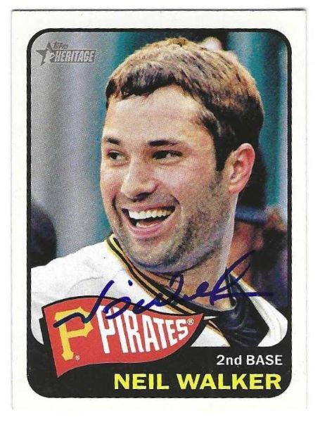 Autographed NEIL WALKER Pittsburgh Pirates 2014 Topps Heritage Card #314