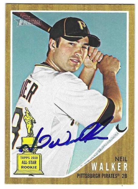 Autographed NEIL WALKER Pittsburgh Pirates 2011 Topps Heritage Card #352