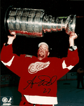 Autographed AARON WARD Detroit Red Wings Photo
