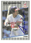 Autographed RON WASHINGTON Cleveland Indians 1989 Fleer Card