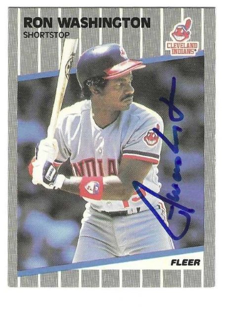 Autographed RON WASHINGTON Cleveland Indians 1989 Fleer Card