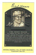 Autographed Earl Weaver Hall of Fame Gold Plaque Postcard