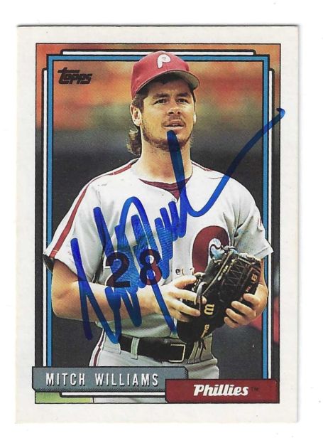 Autographed MITCH WILLIAMS Philadelphia Phillies 1992 Topps Card