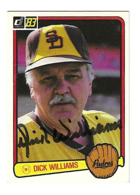 Autographed DICK WILLIAMS San Diego Padres 1983 Donruss Card