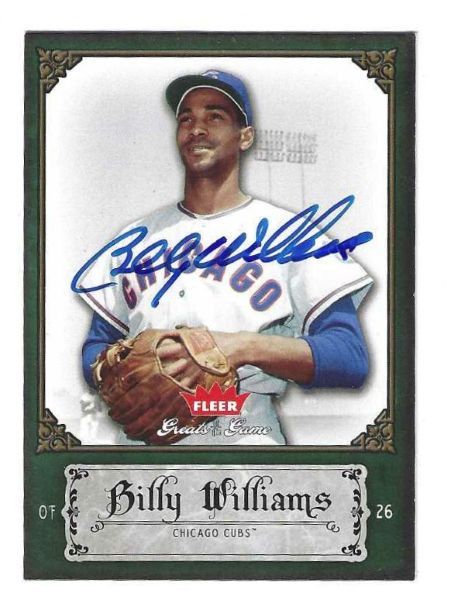 Autographed BILLY WILLIAMS Chicago Cubs 2006 Fleer Greats of the Game Card