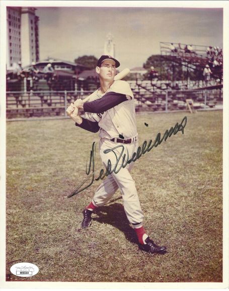 Autographed TED WILLIAMS 8X10 Boston Red Sox photo JSA