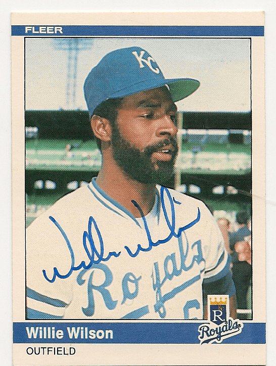 Autographed WILLIE WILSON Kansas City Royals 1984 Fleer Card