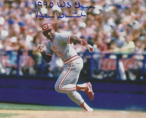 AUTOGRAPHED HERM WINNINGHAM "1990 WS Champs" 8x10 Cincinnati Reds Photo