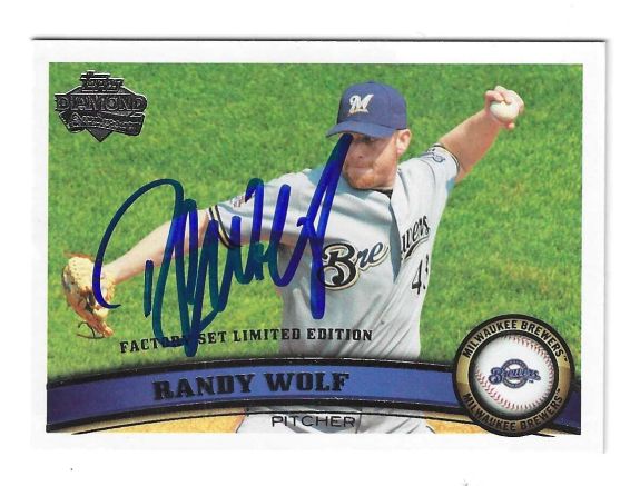 Autographed RANDY WOLF Milwaukee Brewers 2011 Topps Factory Limited Edition Card