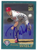 Autographed RANDY WOLF Philadelphia Phillies 2001 Topps Card