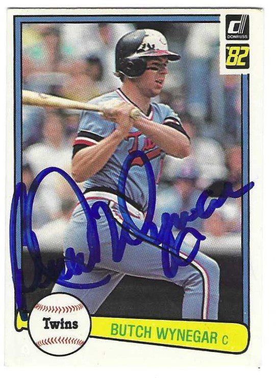 Autographed BUTCH WYNEGAR Minnesota Twins 1982 Donruss Card