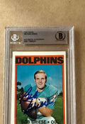 Autographed BOB GRIESE Miami Dolphins 1972 Topps Card #80 Beckett Slabbed