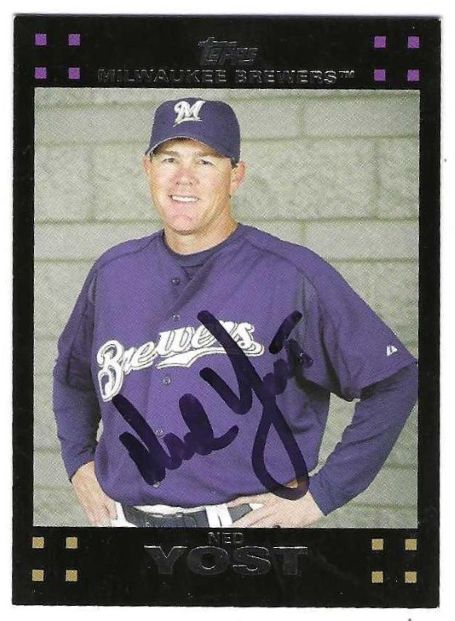 Autographed NED YOST Milwaukee Brewers 2007 Topps Card
