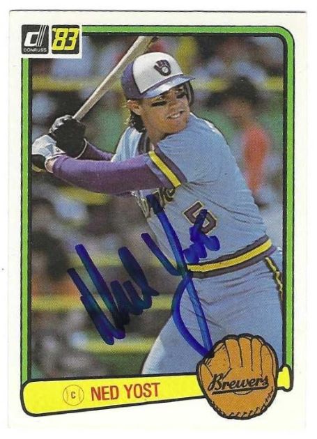Autographed NED YOST Milwaukee Brewers 1983 Donruss Card