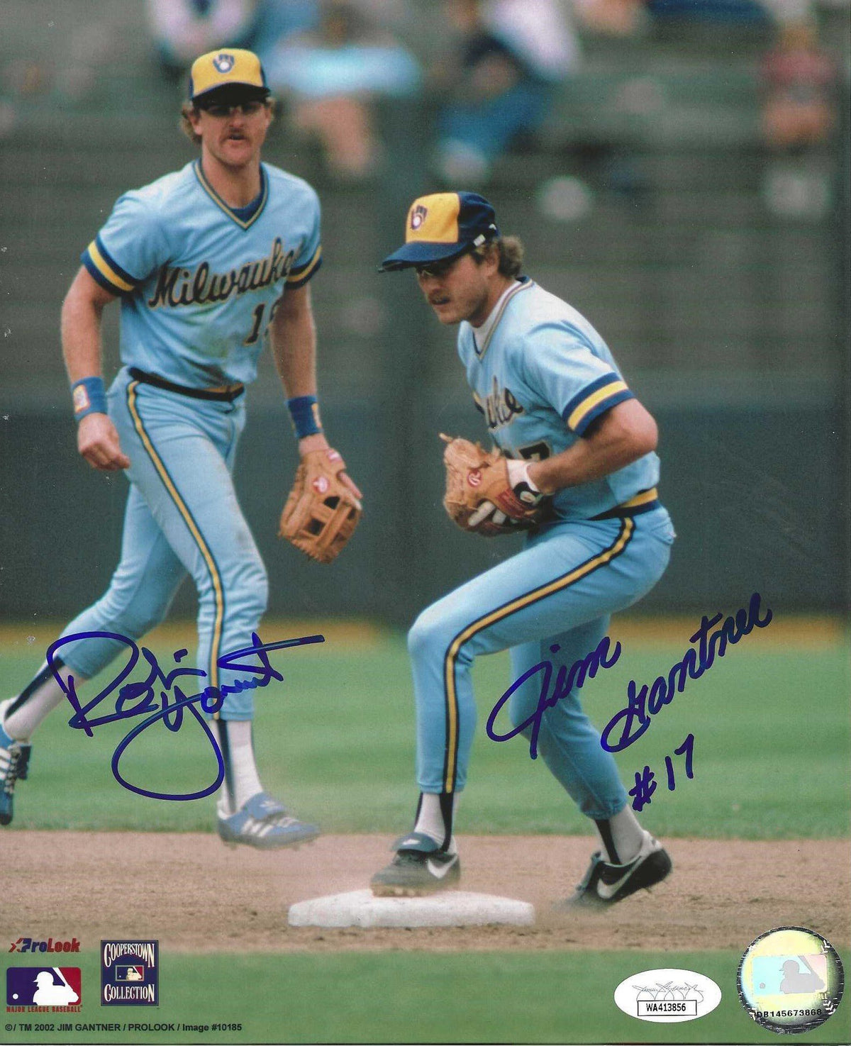 Autographed ROBIN YOUNT and JIM GANTNER 8x10 Milwaukee Brewers Photo JSA Witness