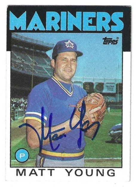 Autographed MATT YOUNG Seattle Mariners 1986 Topps Card