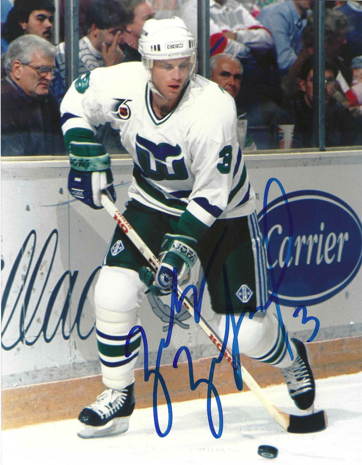 Autographed ZARLEY ZALAPSKI 8X10 Hartford Whalers Photo