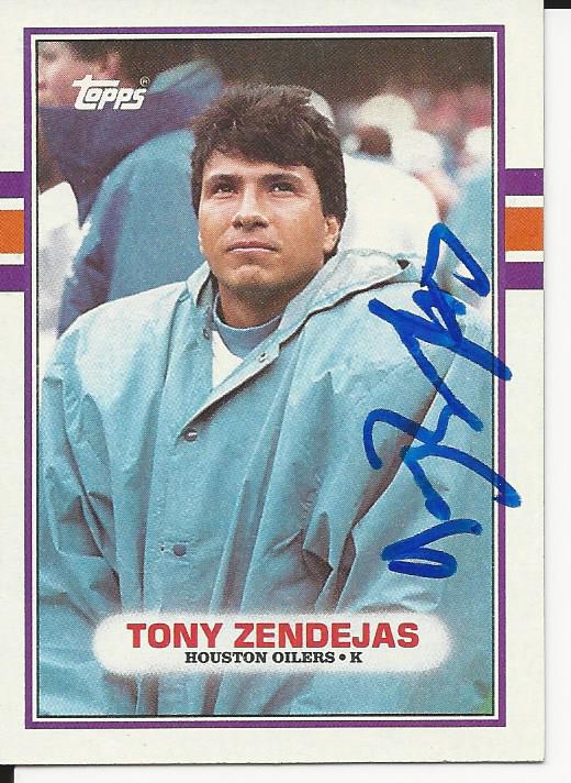 Autographed 1989 Topps Tony Zendejas Football card
